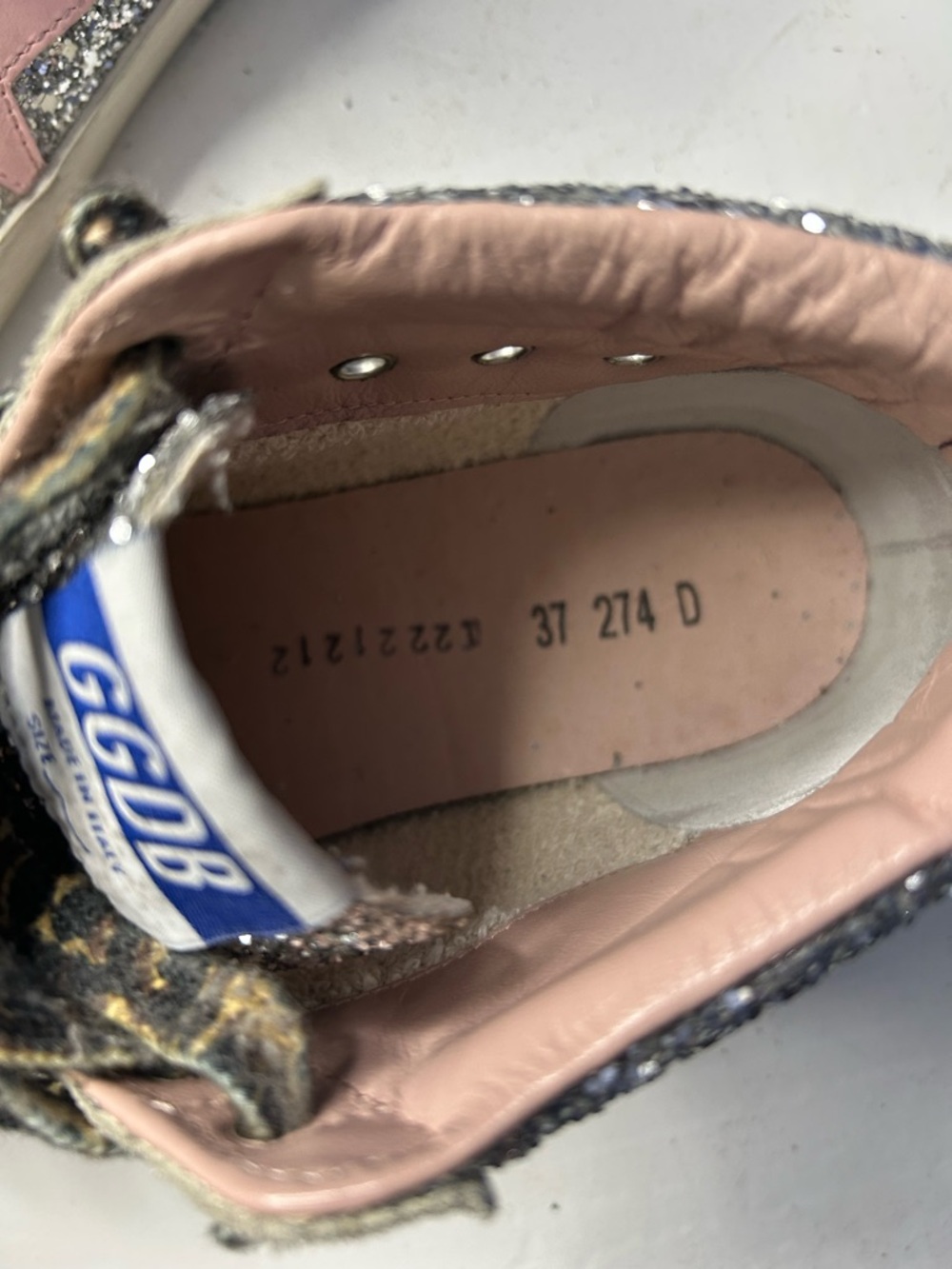 RARE Golden Goose Mid Star Glitter Upper MidTop Sneakers Size 37 EU/ 7 US Womens - Picture 8 of 9